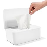 Feuchttücher Box mit Deckel, Feuchttücher Box Baby Feuchttücher Spender, Wasserdichte und Versiegelte Aufbewahrungsbox Feuchttuchspender für Badezimmer, Küche, Weiß