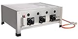 Beeketal 'GGB-2' Profi Gastrobräter Gasgrill mit Grillrost, 3-flammig, Piezo Zünder, 3 x Gasregler stufenlos, Gasbräter inkl. Grillrost, Abtropfblech, Brennerabdeckung, Gasschlauch und Druckminderer