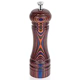 MYRAINBOW Pfeffermühle, verstellbare Holzmühle, Pakkawood-Pfeffermühle, nachfüllbare Pfefferstreuer mit einstellbarer Grobheit, 17,8 cm für die Küche