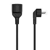 Stromkabel, Schuko, 5,0 m, Typ cee7m-cee7h, schwarz, ideal zum Anschluss elektrischer Geräte.