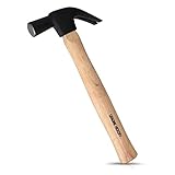Navaris Klauenhammer mit Hickory Holzstiel - 33cm Stiellänge - 450g Hammerkopf Schwerpunkt - Edelstahl Kopf Holz Stiel - Hammer mit Nagelzieher