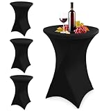 Zhufas Stretch Stehtischhusse, 4 Stück Stretch Hussen Stehtische 80 x 110 cm Spandex Stretch Tischhussen Geeignet, Verstärkung im Fußbereich Bügelfrei und Maschinenwaschbar (schwarz)