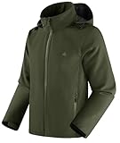 SwissWell Softshelljacke Herren Wasserdichte Winddichte Übergangsjacke Atmungsaktive Funktionsjacke mit Kapuze Outdoor Jacke Herbst Winter Windbreaker für Wandern Fahrrad Camping Armeegrün XL