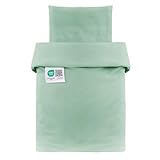 MAKIAN Baby Bettwäsche Set - 80x80 cm / 35x40 cm - 2-teilige Kinderbettwäsche (Deckenbezug, Kissenbezug) aus 100% Baumwolle - Passend für Babybett, Stubenwagen, Kinderwagen (Eisgrün)