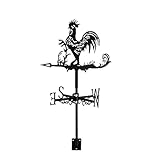 Dyna-Living Wetterhahn Hühner Windfahne Windspiel Rostfreier Stahl Cockerel Weathervane Retro Wetterfahne Mini Deko-Wetterfahne fur Wind Direction Indicator und Dach Garten Deko Schwarz