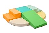 Wilwolfer Schaumstoff Bausteine Kinder Klettern Indoor: 6 Softbausteine Riesenbausteine Spielbausteine - Weiche Bausteine Baby Montessori Großbausteine Kletterspielzeug Outdoor Doppelte Treppe-Set