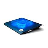 NK Base Refrigeradora Portátil - Ventilador Ordenador Portatil de 12-17' Con Soporte, 4 Ventiladores Silenciosos, 2 Puertos USB, Refrigeración Rápida, Luz LED Azul - Color Negro
