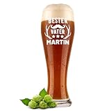 polar-effekt Weizenbierglas 0,5 Liter mit Gravur für Väter - Weizenglas mit Motiv Bester Vater - Bierglas mit Namen für Weißbier - Extra spülmaschinenfest