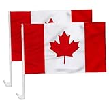 Kanada-Flagge, 2 Stück, 30, 5 x 45, 7 cm, kanadische Autoflagge mit sicherem Clip für Festivals, Feiern, Paraden – Kanadisch