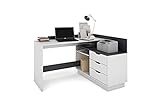 byLIVING Belfast Winkelschreibtisch, weiß/anthrazit, Links oder rechts montierbar, Holzwerkstoff Spanplatte, B 129, H 83,5, T 105 cm