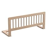 CADANI Kinder Bettgitter Baby Bettschutzgitter klappbarer Rausfallschutz aus Massivholz für Elternbett und Kinderbett Natur 90x40 cm
