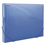 DONAU 8545002PL-10 Sammelbox Dokumentenbox Heft-Box mit Eckspanner Gummis, aus Kunststoff/PP 700μm Blau-Transparent für DIN A4| Rückenbreite 30mm| Zusammenklappbare Seitenflügel| für Büro und Schule