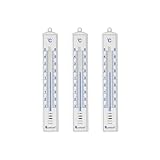 Lantelme 3 Stück Gartenthermometer Set – Wetterfestes Analog-Thermometer für Innen und Außen in Weiß – Außenthermometer Zimmerthermometer für Garten Balkon Terrasse