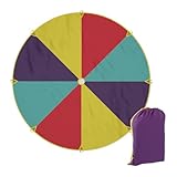 Relaxdays Schwungtuch Kinder, Ø 350 cm, 8 Griffe, Schwingtuch, Regenbogen Tuch für draußen, XXL, Fallschirm Spiel, bunt