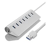 Pengchang Aluminiumlegierung USB 3.0 HUB 7 Ports Hochgeschwindigkeits-Multi-Splitter-Adapter bis zu 5 Gbit/s Dockingstation Expander for Laptop-Computer PC(7-in-1)