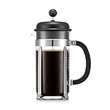 Bodum Caffettiera French Press Schwarz – 1L / 8 Tassen Kaffeebereiter – Hitzebeständiges Glas – Edelstahlfilter – BPA-frei & spülmaschinenfest – Hergestellt in Portugal