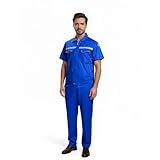 Maizoon Arbeitsset für Herren, Fabrikuniform, kurze Ärmel, dünner Stil, Kesselanzug, atmungsaktiv, Stehkragen, antistatisch, Overalls mit Reißverschluss und Taschen, königsblau, M