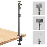 JEBUTU Kamera Tischstativ, 83cm Lichtstativ Klemmstativ mit 1/4' Kugelkopf, Kamera Tischhalterung für Webcam Ringlicht Projektor, Max. Belastung 2KG