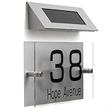 Abaodam Hausnummern Solarleuchte mit 18 LED Acryl Türschildbeleuchtung Solarbetrieben Wetterfest für Terrasse und Garten