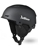 JetBlaze Skihelm Herren Damen Unisex Ski Helm Schneesporthelm mit Belüftungsöffnungen ABS Schale EPS Kern für Skifahren Snowboard Schneehelm für Erwachsene Jugend Schwarz Size M