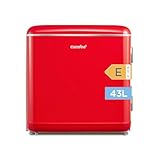 Comfee' RCD50RE2EURT(E) kleiner Kühlschrank, 47 Liter, Retro-Design, Mini-Kühlschrank mit Mono-Tür, einstellbarer Thermostat, leise, geeignet für Zuhause, Büro und Hotel, Rot [Energieklasse E]