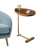 Beistelltisch für Sofa, verschiebbarer C-förmiger Tisch Kleiner C-förmiger Couchtisch C-förmiger Beistelltisch - Kaffeebanktisch am Ende, C-förmiger Nachttisch, kleiner TV-Tabletttisch, rustikaler