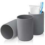 Ukaeno zahnputzbecher 3 Stück, Kunststoff in Lebensmittelqualität, absolut bruchsicher (Grau)