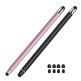 Tablet Stift Lamkrtlp 2 Pack Touchscreen Stift 2 in 1 Gummi Stylus Touch Pen für alle Handys/Tablet usw (Schwarz+Roségold)