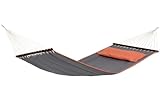 AMAZONAS - XL Hängematte American Dream | Premium Stabhängematte für 2 Personen mit abknöpfbarem Kissen | Liegefläche 200x120cm | Belastbar bis 180 kg | Farbe: Grey