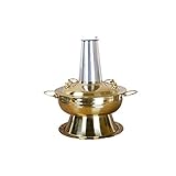 ECVYGJ Shabu Shabu Pot 30cm verdickter Edelstahl Hotpot, traditionelles Peking Heiße Topfsuppe Burn Kohleküche Kochtöpfe Set Hot Pot-Kocher Antihaft (Color : Gold)