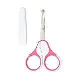 babynova Baby Schere mit Schutzkappe – Edelstahl Nagelschere mit abgerundeten Spitzen für sicheres Schneiden von Baby Nägeln – Rutschfeste Griffe für präzise Pflege – BPA-frei – Rosa