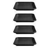 HAC24 4er Set Blumentopf Untersetzer Eckig Rund Pflanztopf Blumenkübel Schale Kunststoff Pflanzkasten Pflanzschale Anthrazit (Eckig 28x28cm)