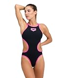 ARENA Damen Biglogo One Piece Swimsuit, Black-fluo Pink, 36 EU