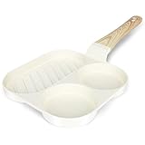 GiPP Spiegeleipfanne, 3-Loch Omlettenpfanne, Granit-Antihaftbeschichtung, PFOS/PFOA-Frei Eierpfanne für Gebratenes Frühstück/Eier/Wurst/Speck, Weiß