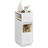 VASAGLE Nachttisch, schmal, Beistelltisch mit 2 Schubladen, offenes Fach nach Links oder rechts flexibel montierbar, für Schlafzimmer, Wohnzimmer, wolkenweiß LET656W01