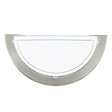 EGLO Wandlampe Planet 1, 1 flammige Wandleuchte, Wandbeleuchtung für Innen aus Metall und Glas, Wohnzimmerlampe in Silber, Weiß, Flurlampe halbrund mit E27 Fassung