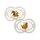 MAM Comfort Schnuller | 0-3 Monate | Schnuller für Frühgeborene und Neugeborene | stillfreundlicher Babyschnuller | besonders klein & leicht | extra sanft | 100% Silikon | rosa/beige | 2 Stück