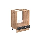 Vicco Herdumbauschrank Fame-Line, Anthrazit Hochglanz/Goldkraft Eiche, 60 cm ohne Arbeitsplatte