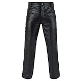 FNine Motorradhose aus echtem Leder, Vollnarbenleder, Motorrad-Stil, Schwarz, 58