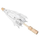 W Spitzen-Blumenstickerei, Regenschirmfotografie, Braut-Sonnenschirm, Braut-Stockschirme Im Stil von Promi-Bühnenaufführungen, Handwerkliche Spitzenschirme für die