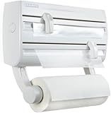 Leifheit Wandrollenhalter Parat F2 ComfortLine-Serie für insgesamt 3 Rollen, Folienschneider mit Abstellfläche für Gewürze und abnehmbarem Küchenrollenhalter, weiß