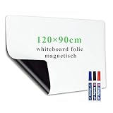 Lyzzxi Whiteboard Folie, 120 * 90cm Magnetisch Selbstklebend Weißwandtafel Folie, Whiteboard Sticker DIY, Inklusive Marker und Schwamm, Wandfolie für glatten Oberflächen in Schule Büro