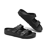 YUHITYGZGS Pantoletten Damen Herren Sommer Bequem Weich Sandalen Schlappen Cozy Slides Original Mules Clogs Orthopädische Hausschuhe Foam Sandale Rutschfeste Badelatschen, Schwarz, EU 37-38