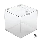 TUKA-i-AKUT Acryl Losbox 30x30x30cm Abschließbar, 3mm Extra Stark Acrylglas Aktionsbox mit Schloß, Spendenbox Einwurfbox Gewinnspielbox Wahlurne Acrylbox Versperrbar, Transparent TKD8260-30cm