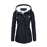 Damen Mantel Winter,Wintermantel Damen Warm Gefüttert Winter Parka Mittellang Winterjacke Winterparka Mit Fellkapuze Dicke Coat Große Größen,Mantel Rot,Winterjacke Gefüttert Damen,B Dark Blue,M