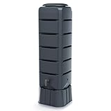 Regentonne Regenwassertank Standard eckig Komplett-Set mit 120 Liter Volumen in der Farbe anthrazit ist aus UV- und witterungsbeständigem Material mit kindersicherem Deckel