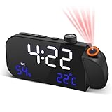 Corghd Projektionswecker mit FM-Radio für Schlafzimmer, 270° drehbare Digitaluhr, 7 Zoll großes LED-Display, Dual-Alarme