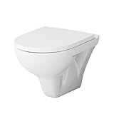 Spülrandloses Wand-Hänge-WC ohne Toilettensitz - Wand-WC Hängend ohne Spülrand, Hänge-Toilette Spülrandlos aus Keramik, Toilette für Gäste-WC - AM.PM CTA1700WH Hit FlashClean, Weiß