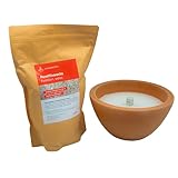 Schwabenfire Spezial Outdoor Kerze Terrakotta Natur 24cm + 1KG Wachs Outdoorkerze groß Windlicht Geschenke für Frauen Wachsfresser für Kerzenreste Schwabenfeuer Kerzen gartenfackeln flammschale