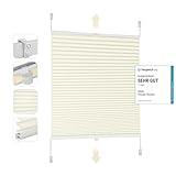 Sekey Plissee Klemmfix ohne Bohren 45x100cm Faltrollo Plisseerollo Jalousie für Tür & Fenster Blickdicht Sichtschutz Sonnenschutz Fertifplissee Rollo 45 cm breit Beige